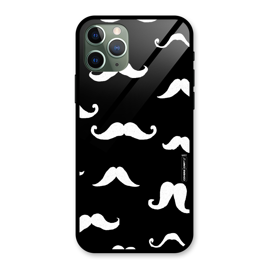 Moustache Pattern (White) Glass Back Case for iPhone 11 Pro