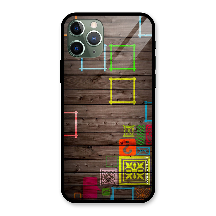 Multicolor Frame Design Glass Back Case for iPhone 11 Pro