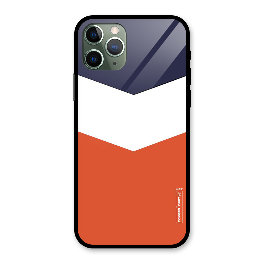 Navy Blue White Orange Arrow Glass Back Case for iPhone 11 Pro