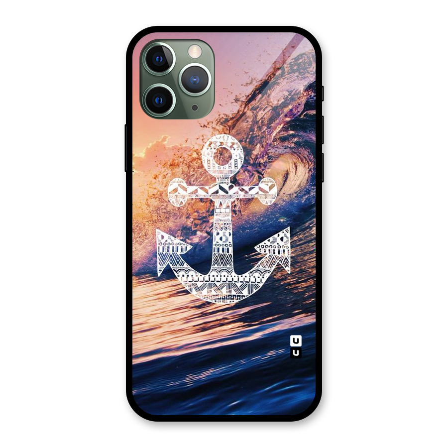Ocean Anchor Wave Glass Back Case for iPhone 11 Pro