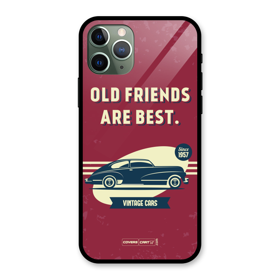 Old Friends Vintage Car Glass Back Case for iPhone 11 Pro