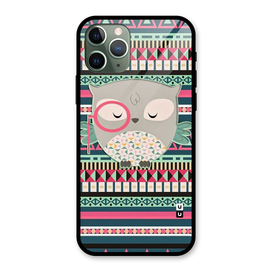 Owl Cute Pattern Glass Back Case for iPhone 11 Pro