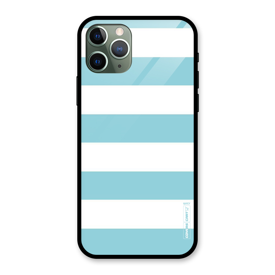 Pastel Blue White Stripes Glass Back Case for iPhone 11 Pro