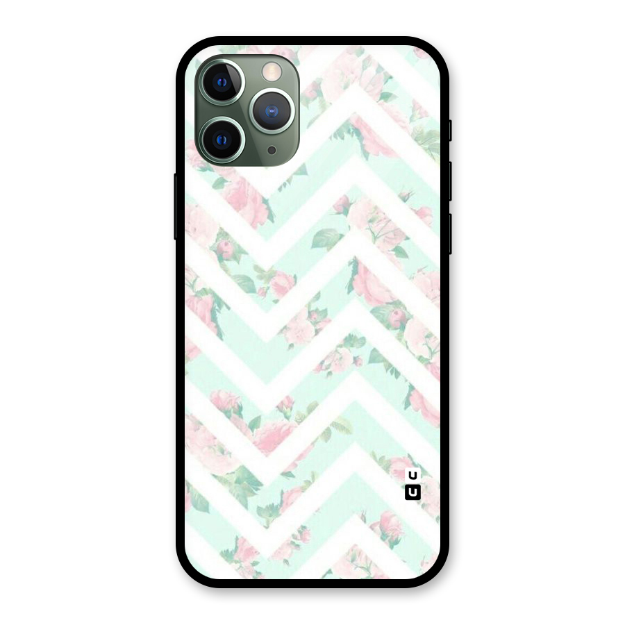 Pastel Floral Zig Zag Glass Back Case for iPhone 11 Pro