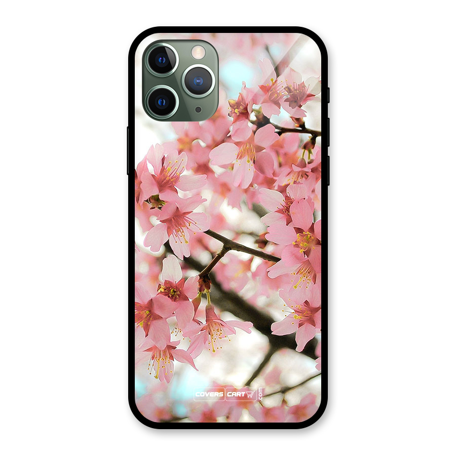 Peach Floral Glass Back Case for iPhone 11 Pro