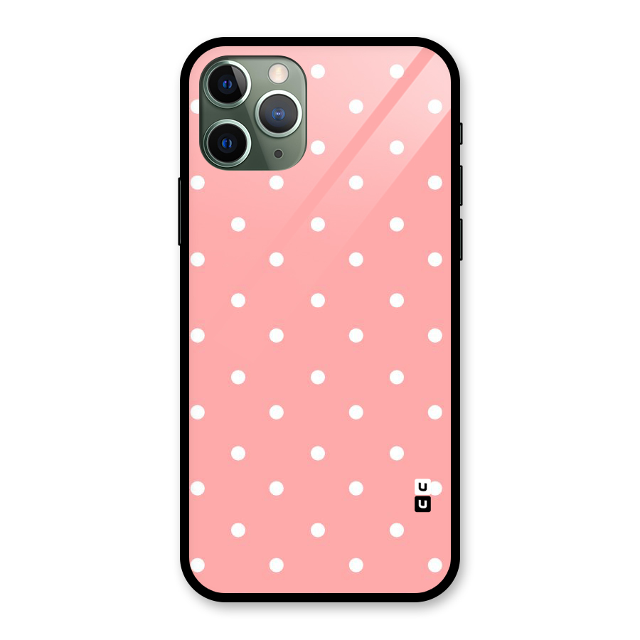 Peach Polka Pattern Glass Back Case for iPhone 11 Pro