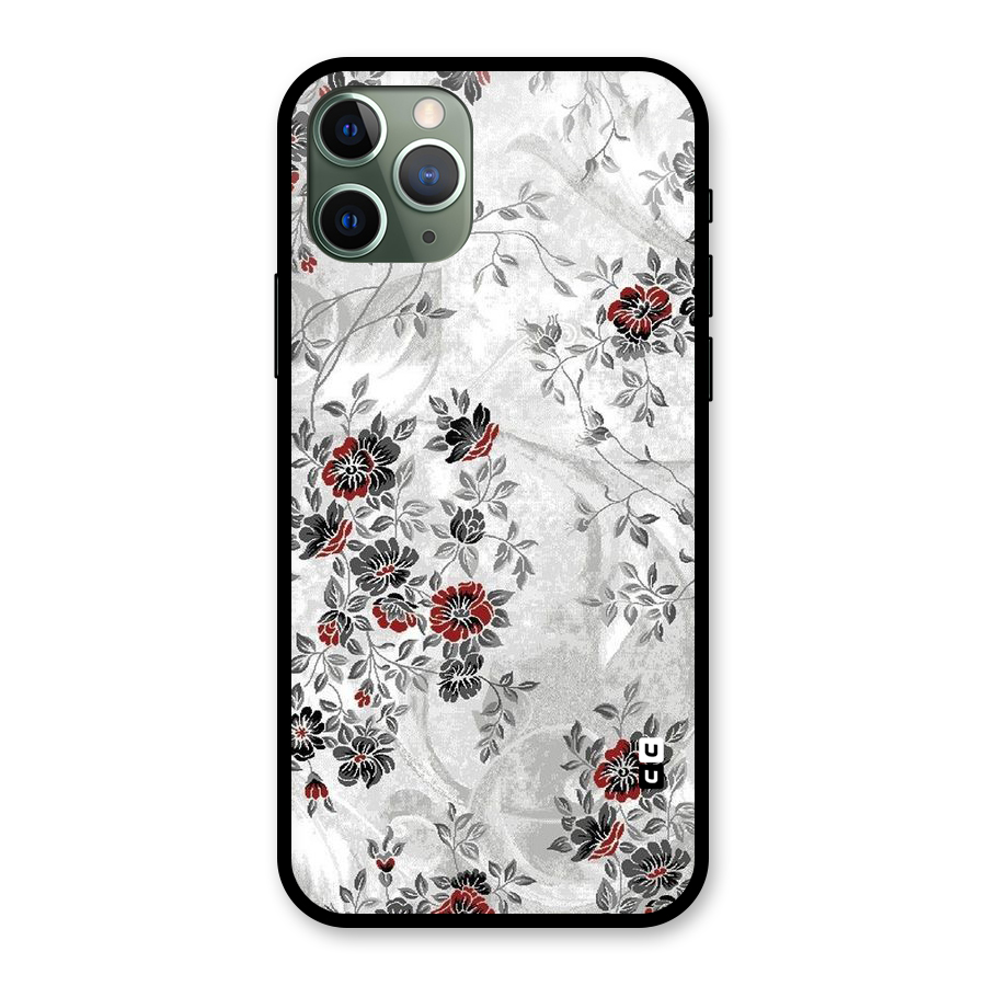 Pleasing Grey Floral Glass Back Case for iPhone 11 Pro