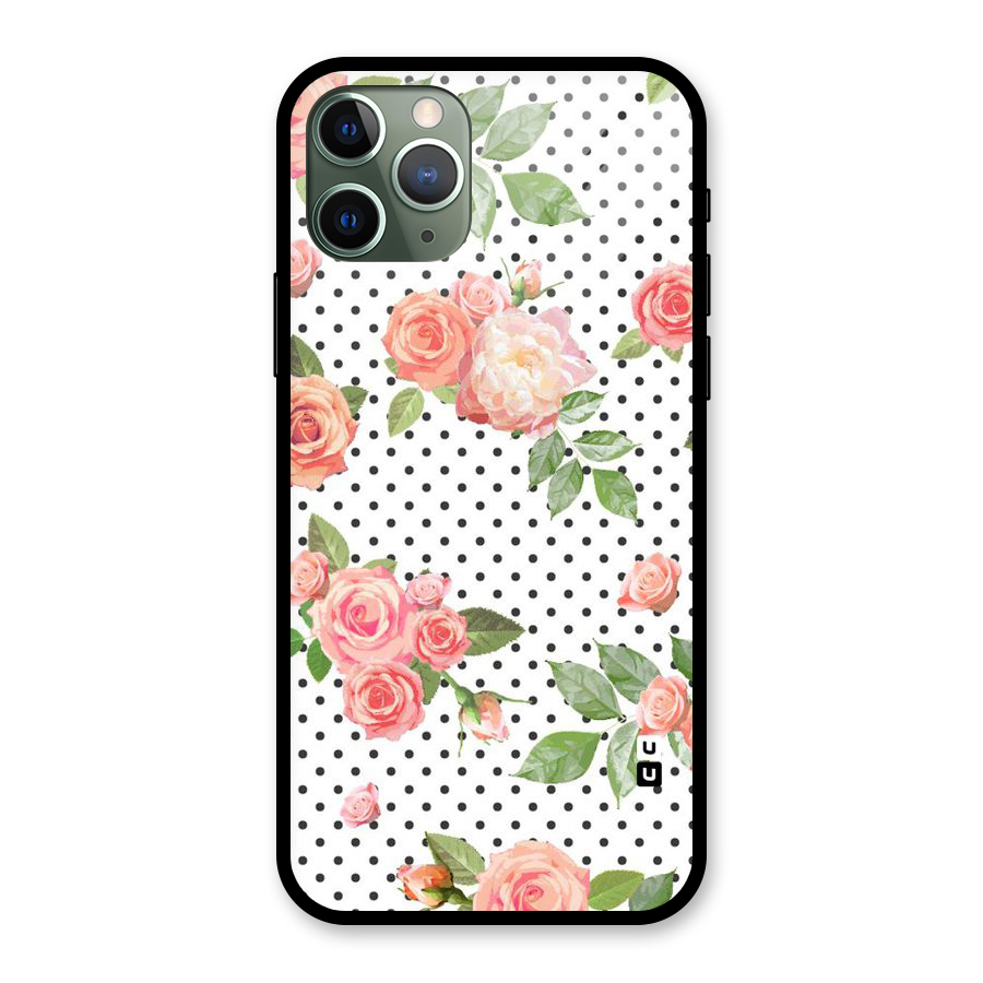 Polka Bloom White Glass Back Case for iPhone 11 Pro