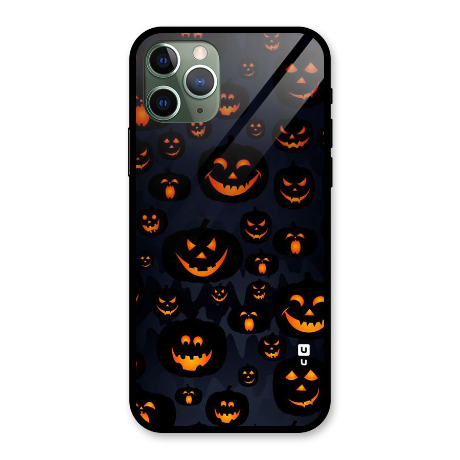 Pumpkin Smile Pattern Glass Back Case for iPhone 11 Pro
