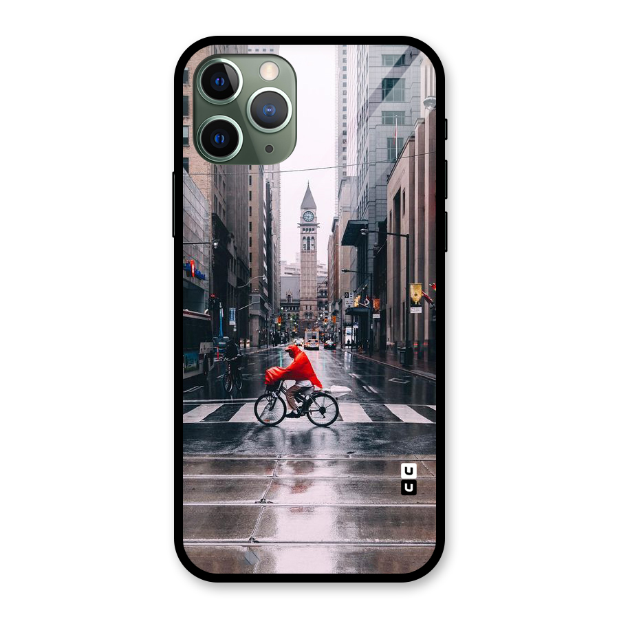 Red Bicycle Street Glass Back Case for iPhone 11 Pro