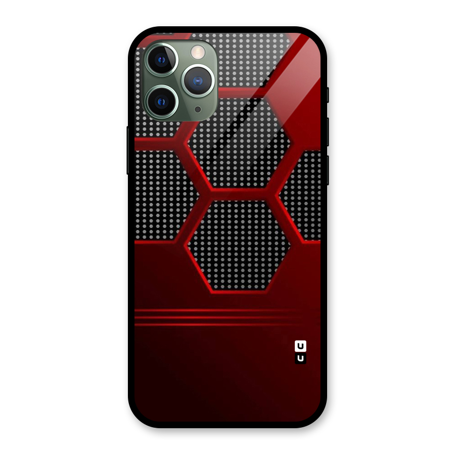 Red Black Hexagons Glass Back Case for iPhone 11 Pro