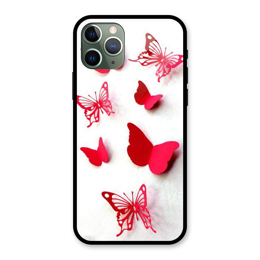 Red Butterflies Glass Back Case for iPhone 11 Pro