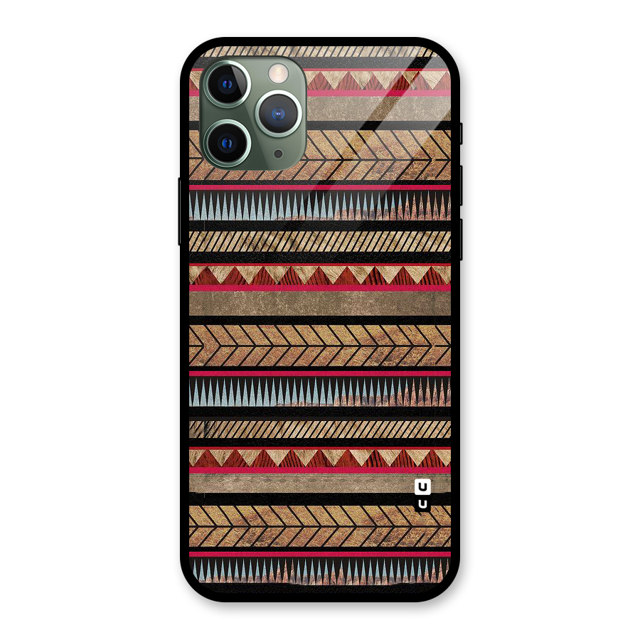 Red Indie Pattern Glass Back Case for iPhone 11 Pro