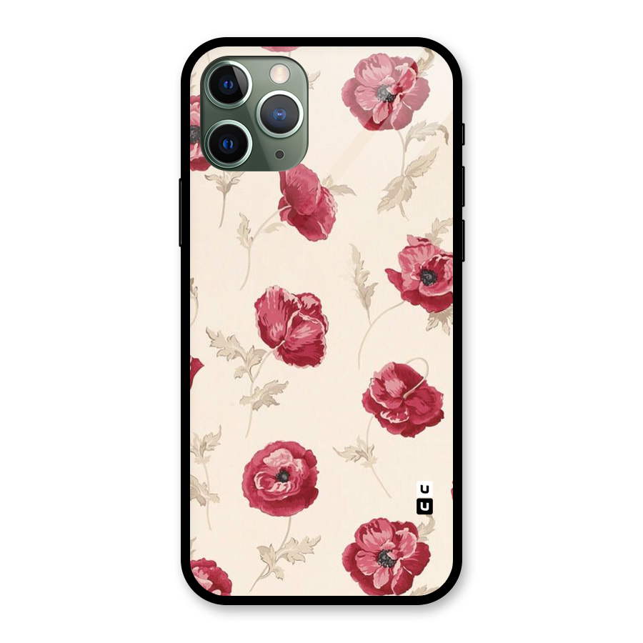 Red Rose Floral Art Glass Back Case for iPhone 11 Pro