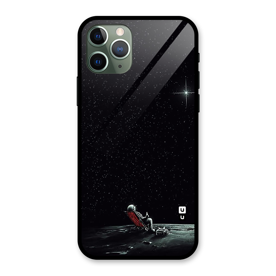 Resting Spaceman Face Glass Back Case for iPhone 11 Pro