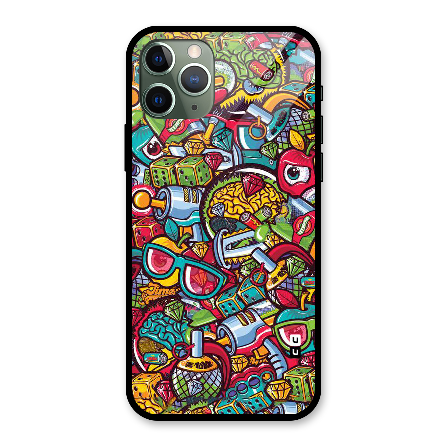 Retro Diamond Design Glass Back Case for iPhone 11 Pro