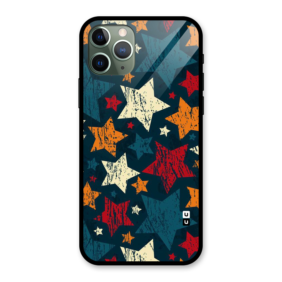 Rugged Star Design Glass Back Case for iPhone 11 Pro