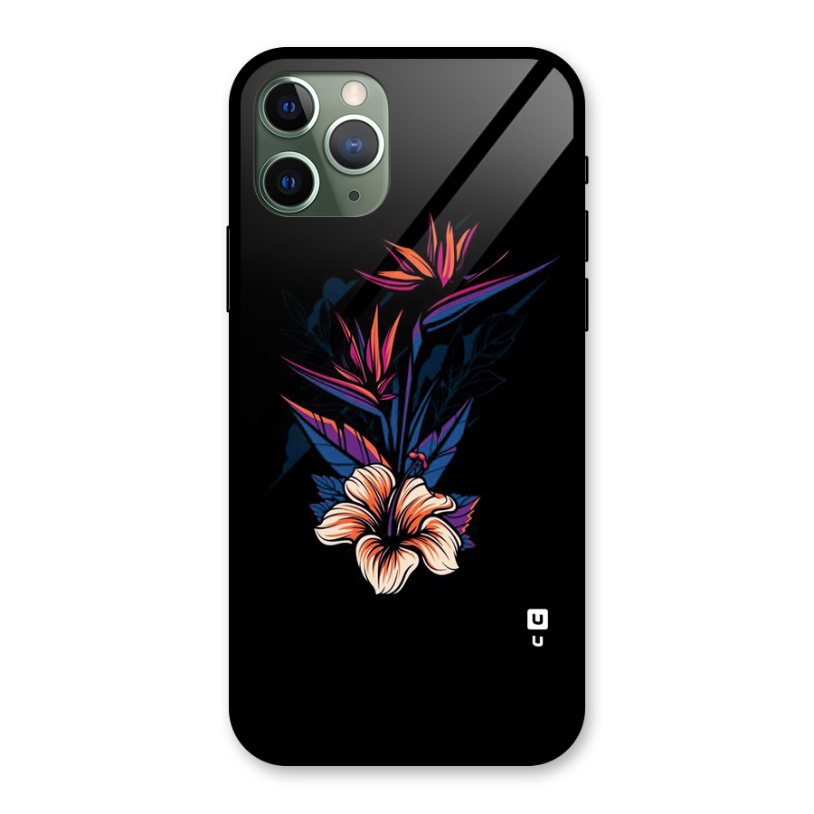 Single Painted Flower Glass Back Case for iPhone 11 Pro