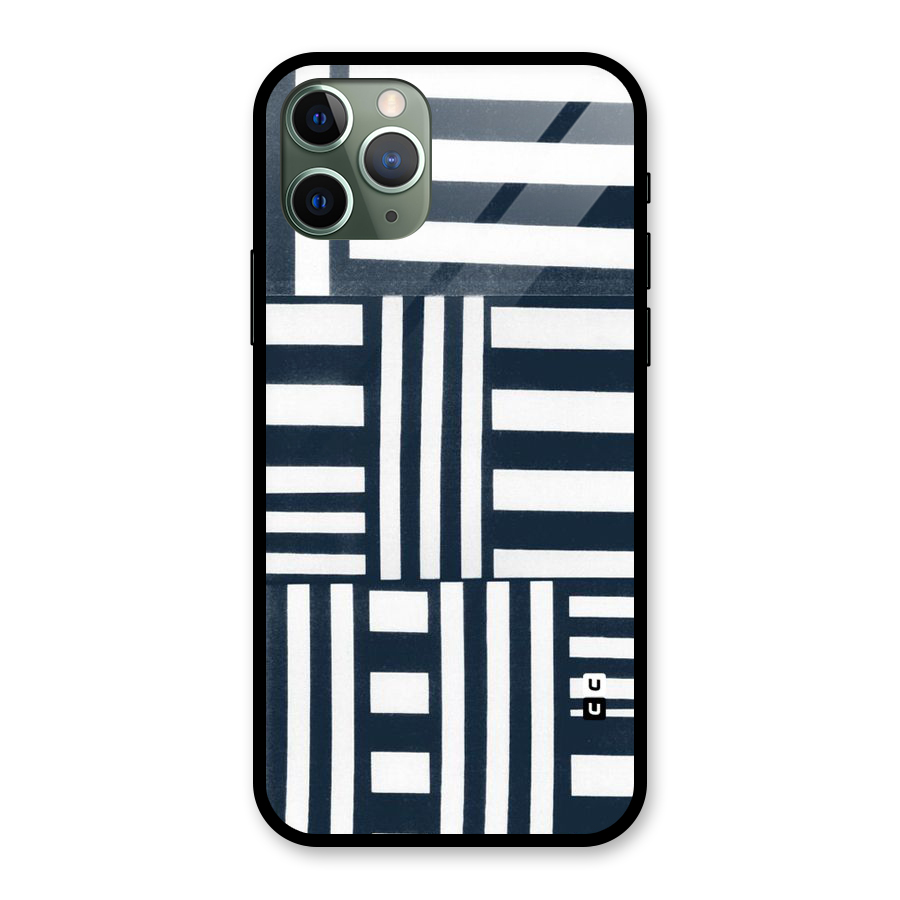 Square  Stripes Glass Back Case for iPhone 11 Pro