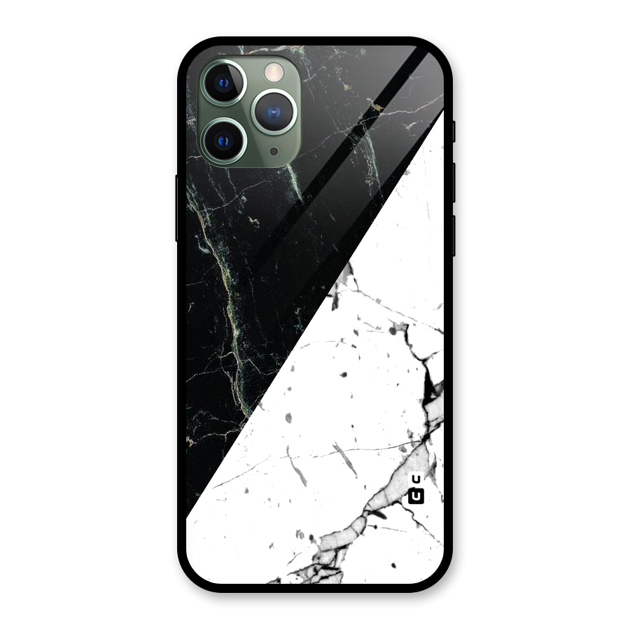 Stylish Diagonal Marble Glass Back Case for iPhone 11 Pro