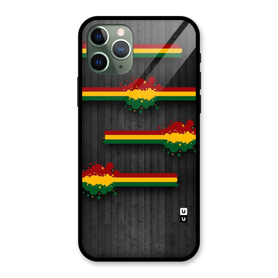 Tricolor Splash Design Glass Back Case for iPhone 11 Pro
