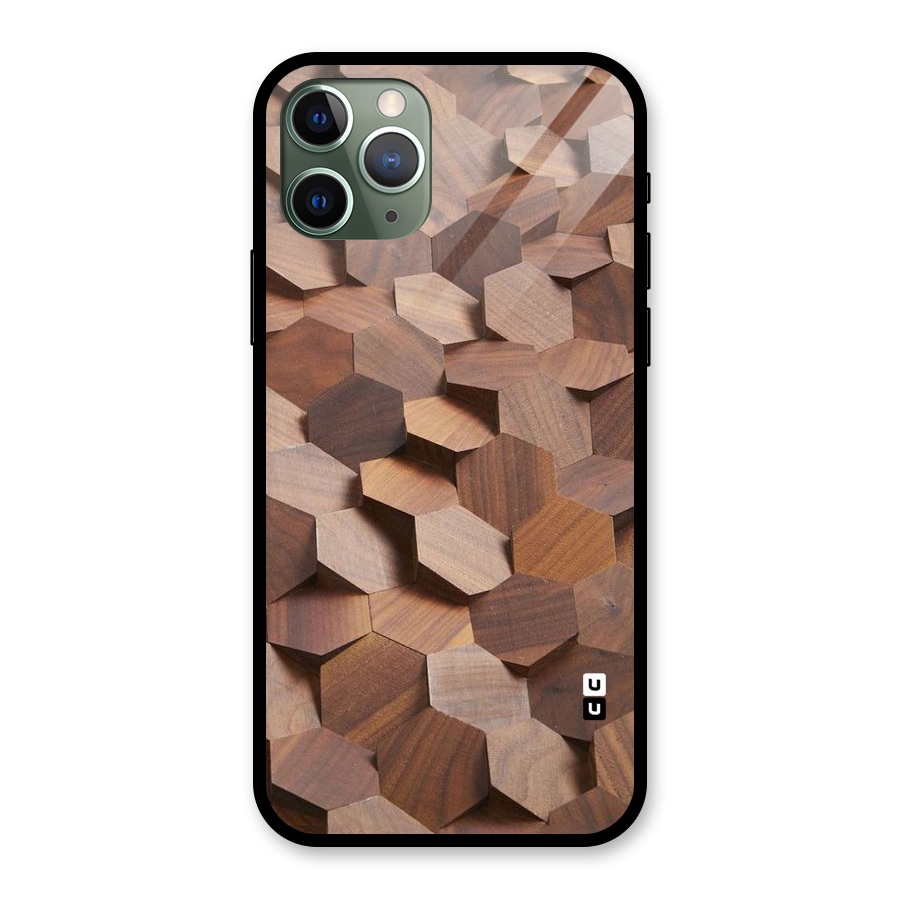 Uplifted Wood Hexagons Glass Back Case for iPhone 11 Pro