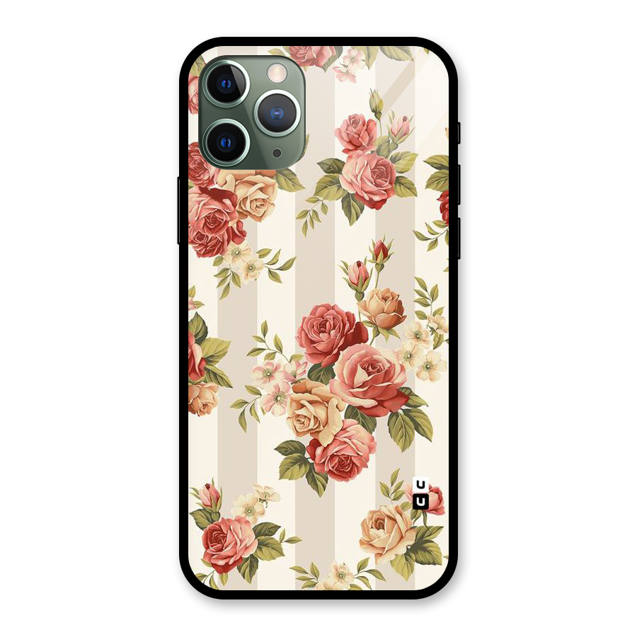 Vintage Color Flowers Glass Back Case for iPhone 11 Pro