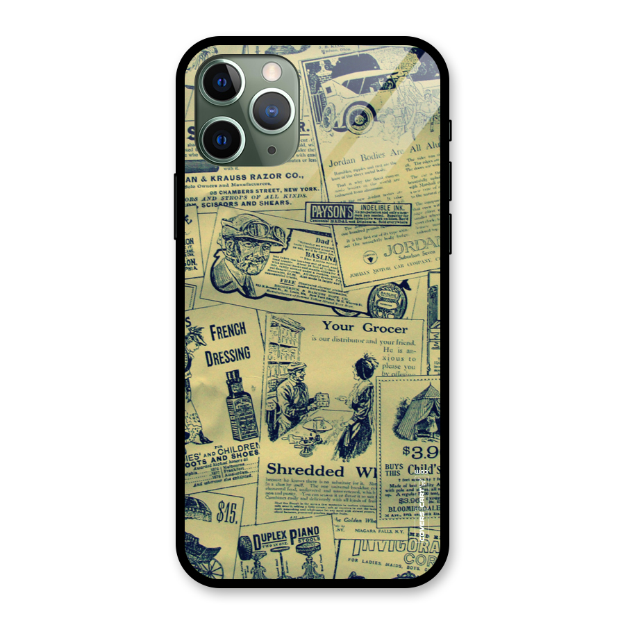Vintage Newspaper Cutouts Glass Back Case for iPhone 11 Pro