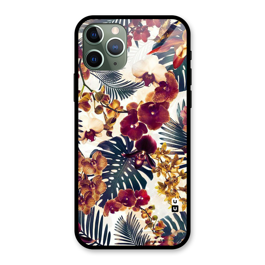 Vintage Rustic Flowers Glass Back Case for iPhone 11 Pro