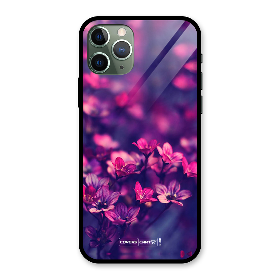 Violet Floral Glass Back Case for iPhone 11 Pro