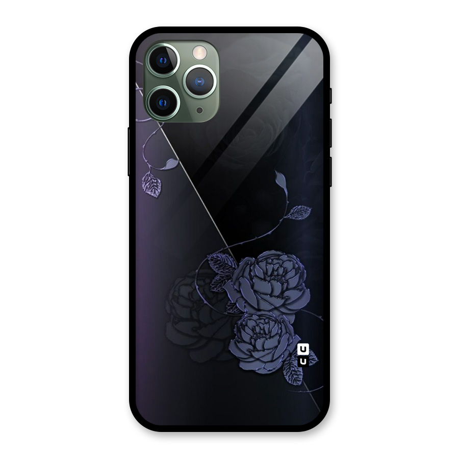 Voilet Floral Design Glass Back Case for iPhone 11 Pro