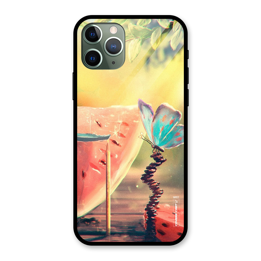 Watermelon Butterfly Glass Back Case for iPhone 11 Pro
