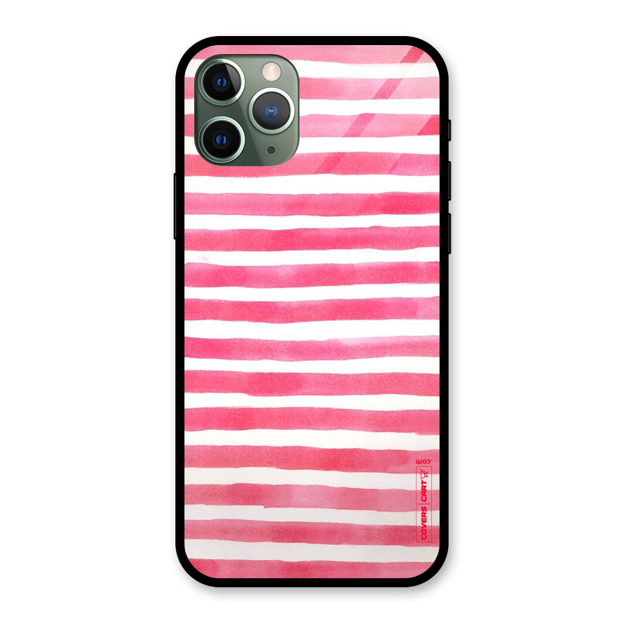 White And Pink Stripes Glass Back Case for iPhone 11 Pro