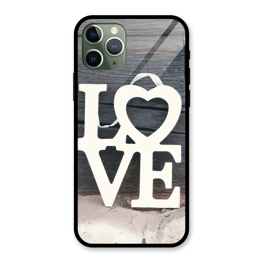 Wood Love Lock Glass Back Case for iPhone 11 Pro