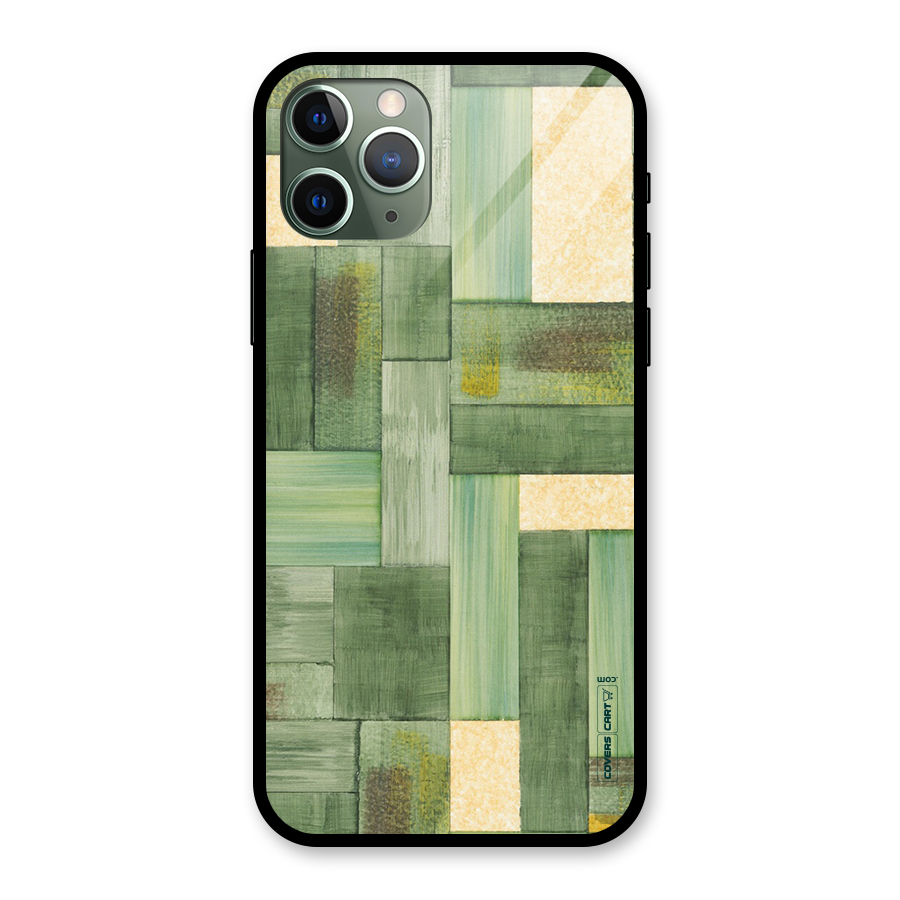 Wooden Green Texture Glass Back Case for iPhone 11 Pro