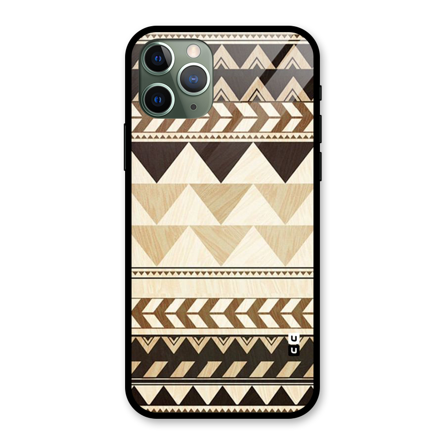 Wooden Printed Chevron Glass Back Case for iPhone 11 Pro