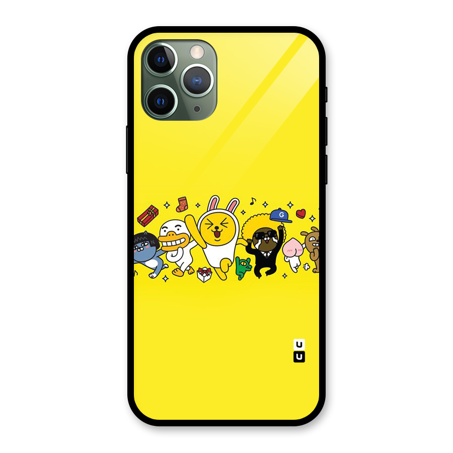 Yellow Friends Glass Back Case for iPhone 11 Pro