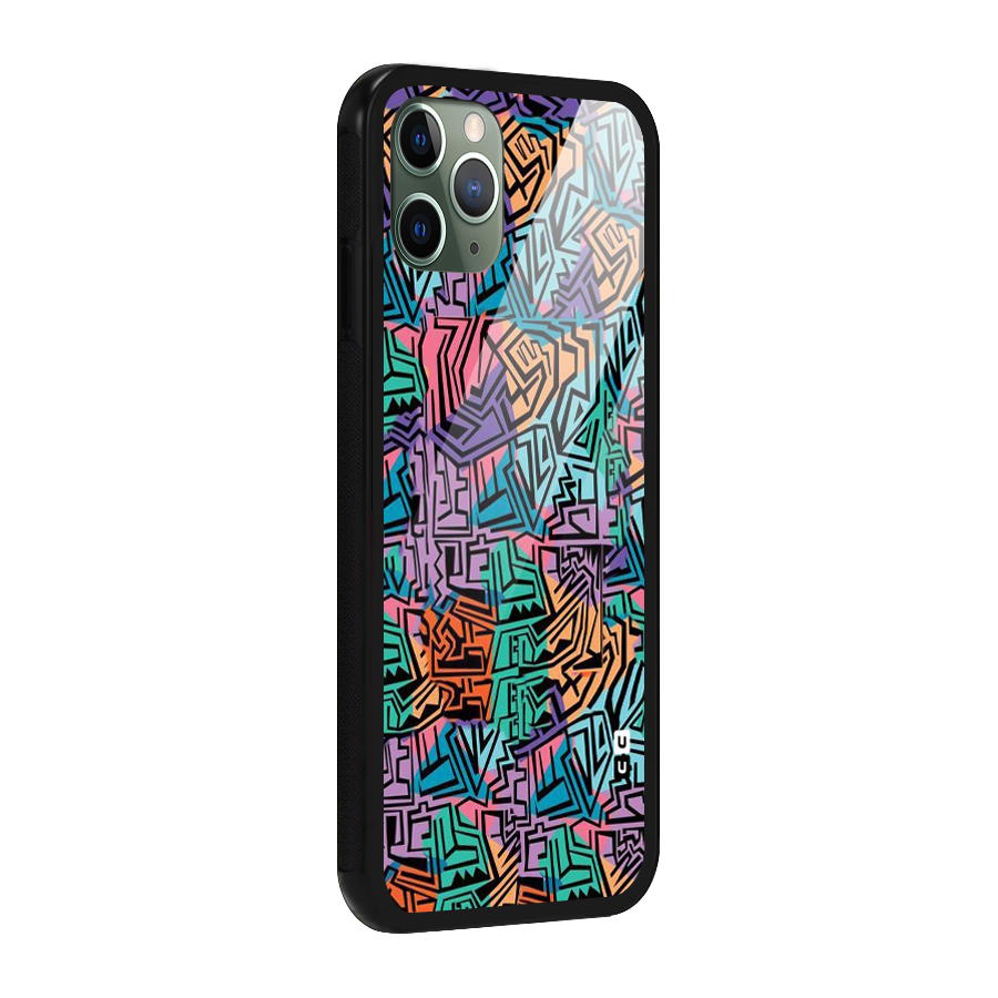 Abstract Lining Colors Glass Back Case for iPhone 11 Pro