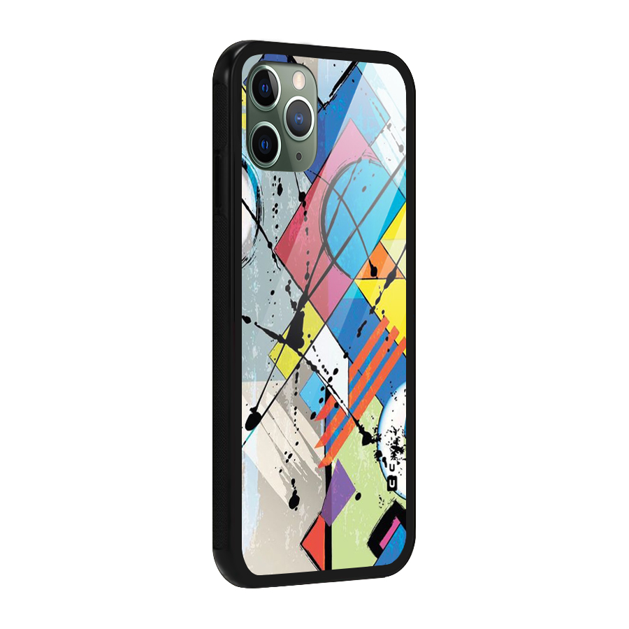 Abstract Paint Shape Glass Back Case for iPhone 11 Pro