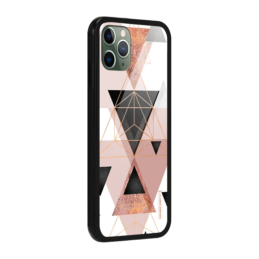 Abstract Rose Gold Triangles Glass Back Case for iPhone 11 Pro