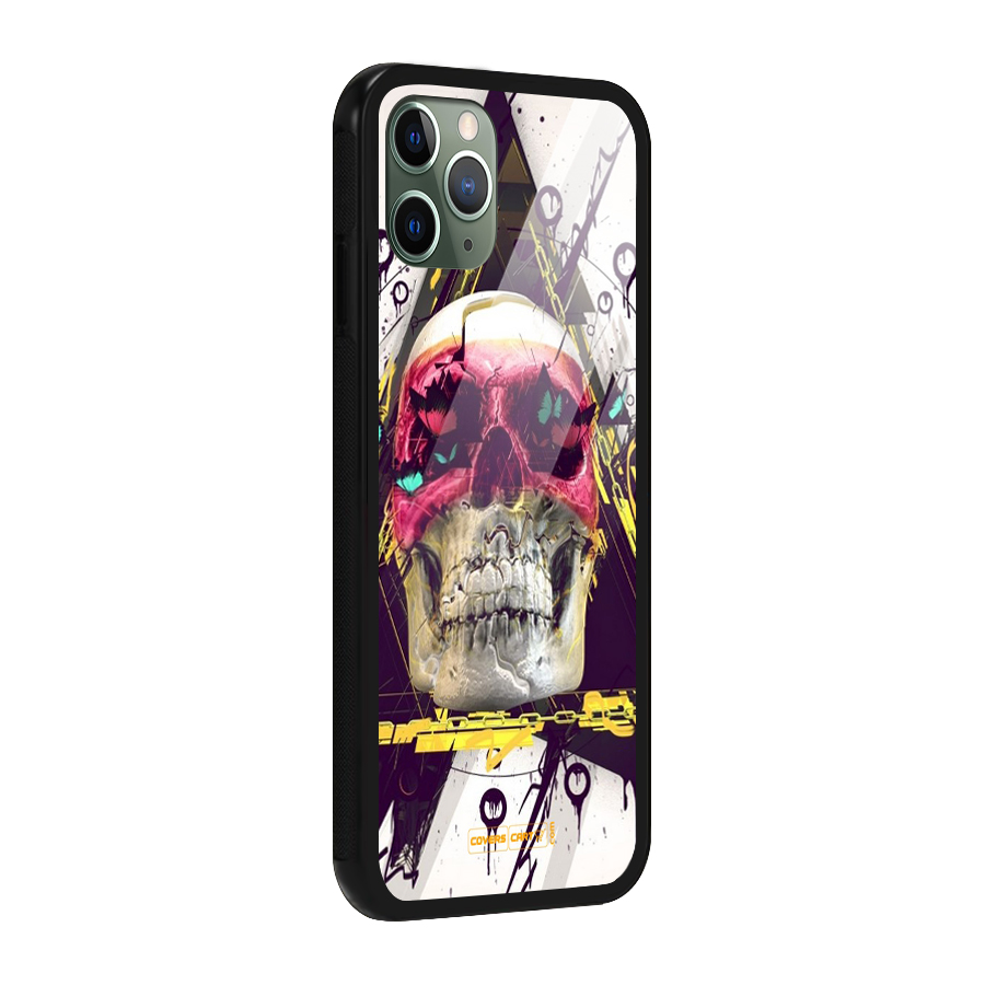 Abstract Skull Glass Back Case for iPhone 11 Pro