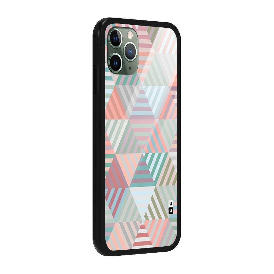 Abstract Triangle Lines Glass Back Case for iPhone 11 Pro