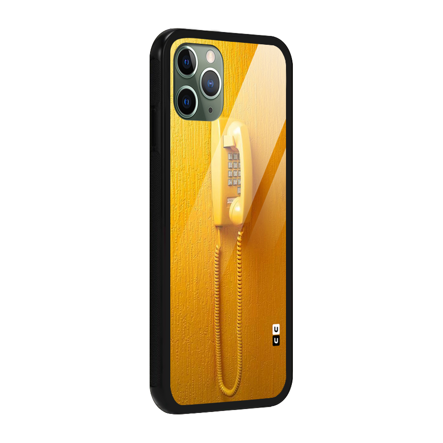 Aesthetic Yellow Telephone Glass Back Case for iPhone 11 Pro