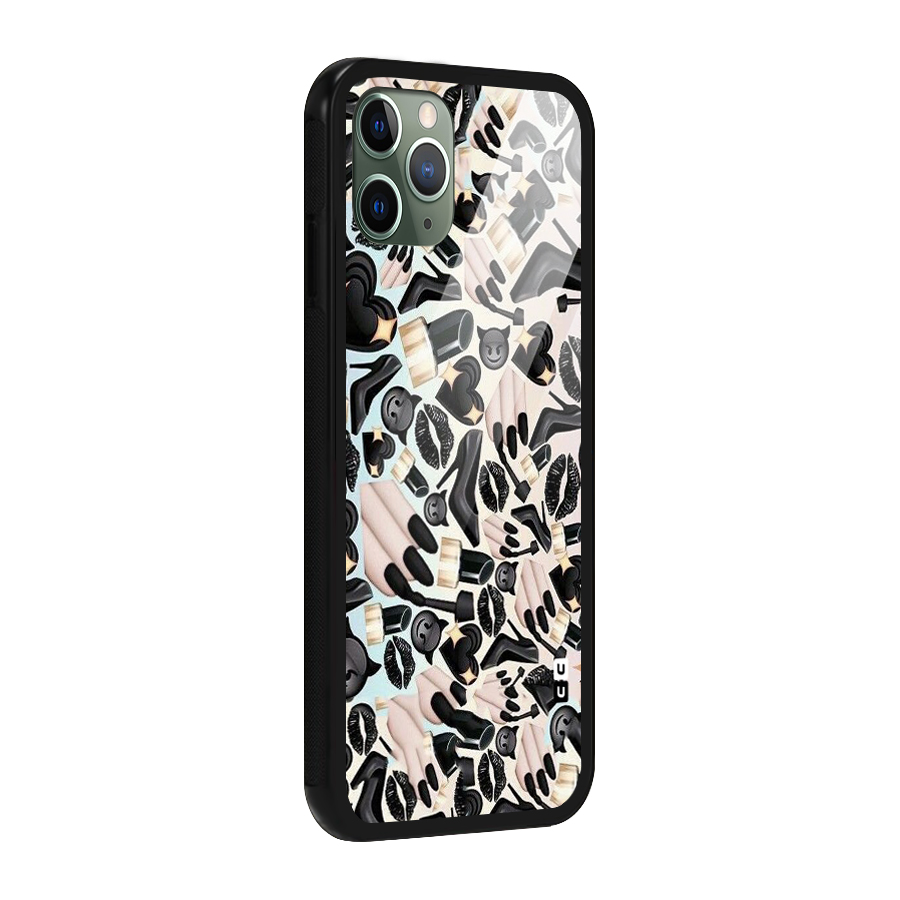 All Black Love Glass Back Case for iPhone 11 Pro