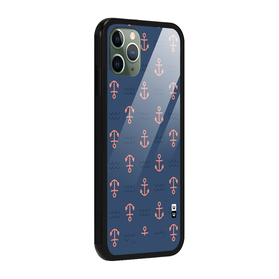 Anchor Sea Blue Glass Back Case for iPhone 11 Pro