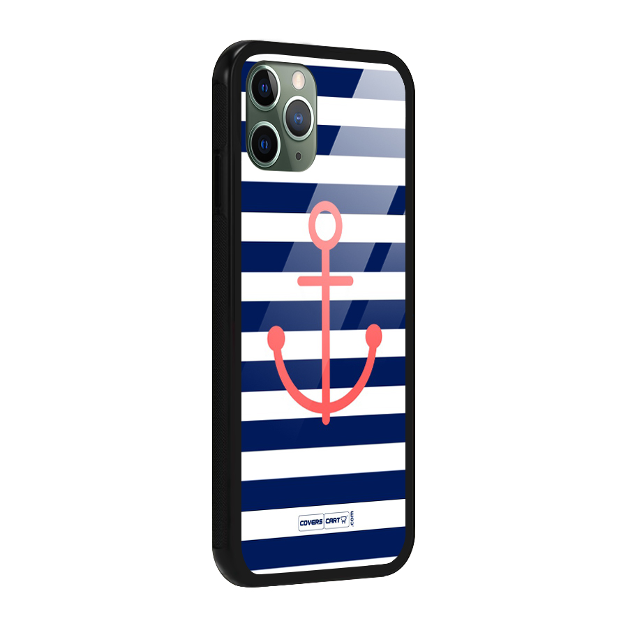 Anchor Stripes Glass Back Case for iPhone 11 Pro