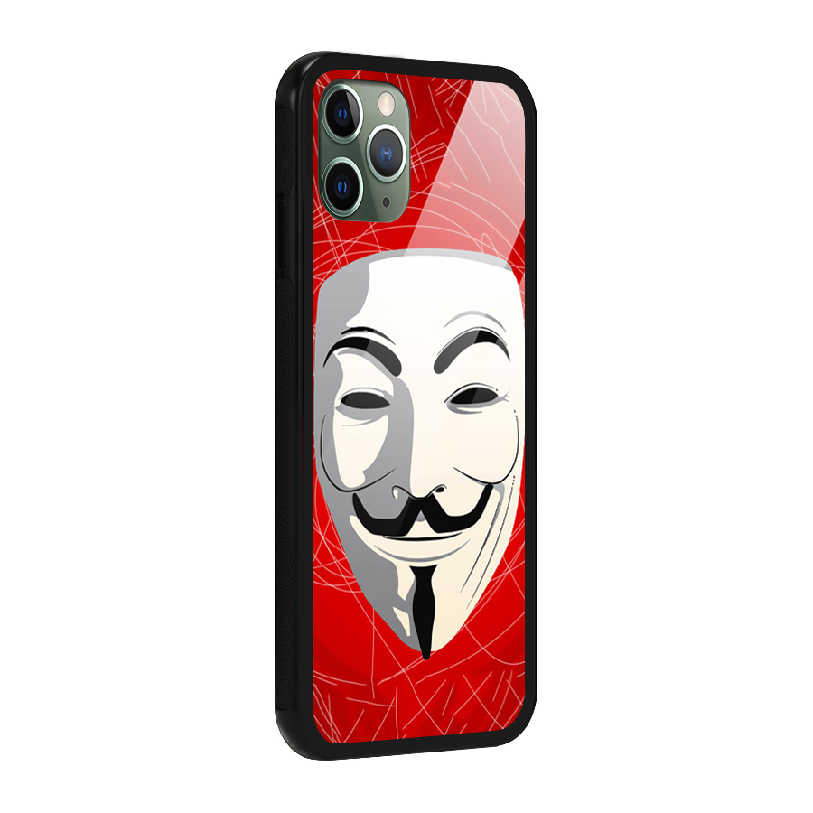 Anonymous Mask Abstract  Glass Back Case for iPhone 11 Pro