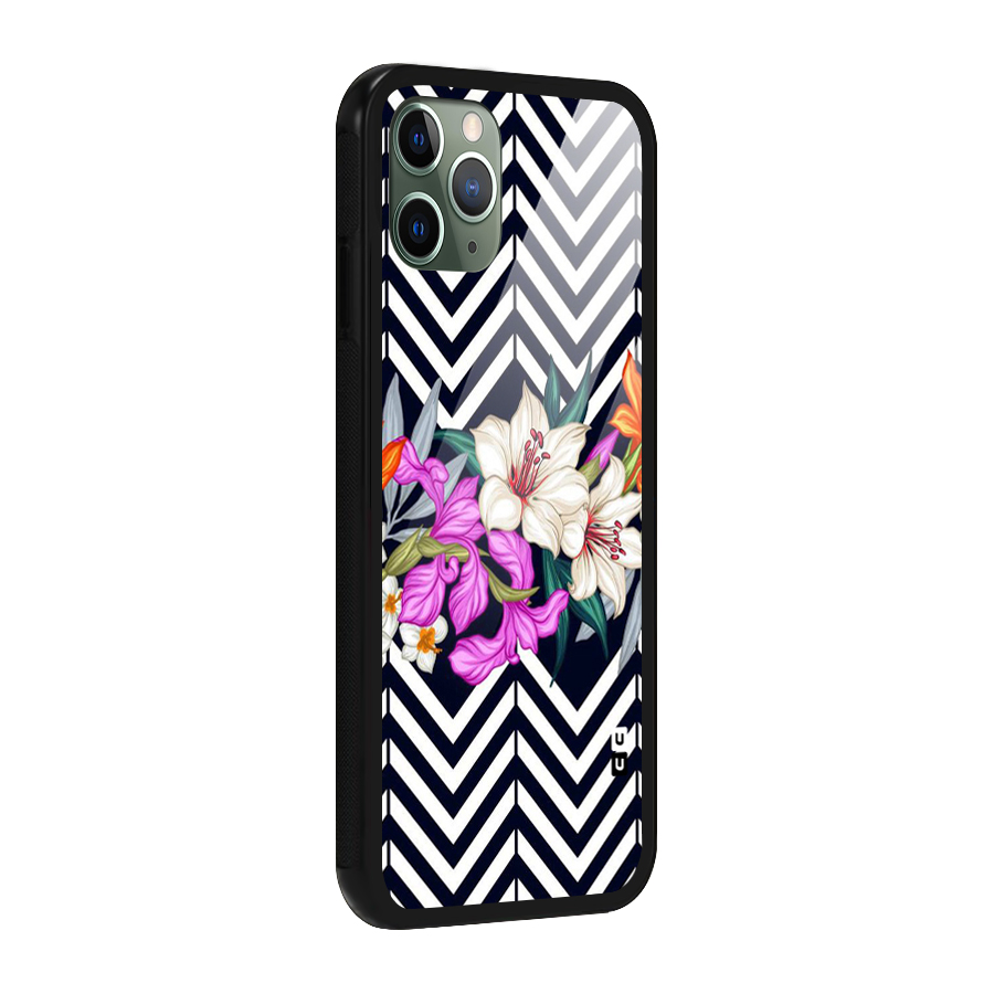 Artsy ZigZag Floral Glass Back Case for iPhone 11 Pro