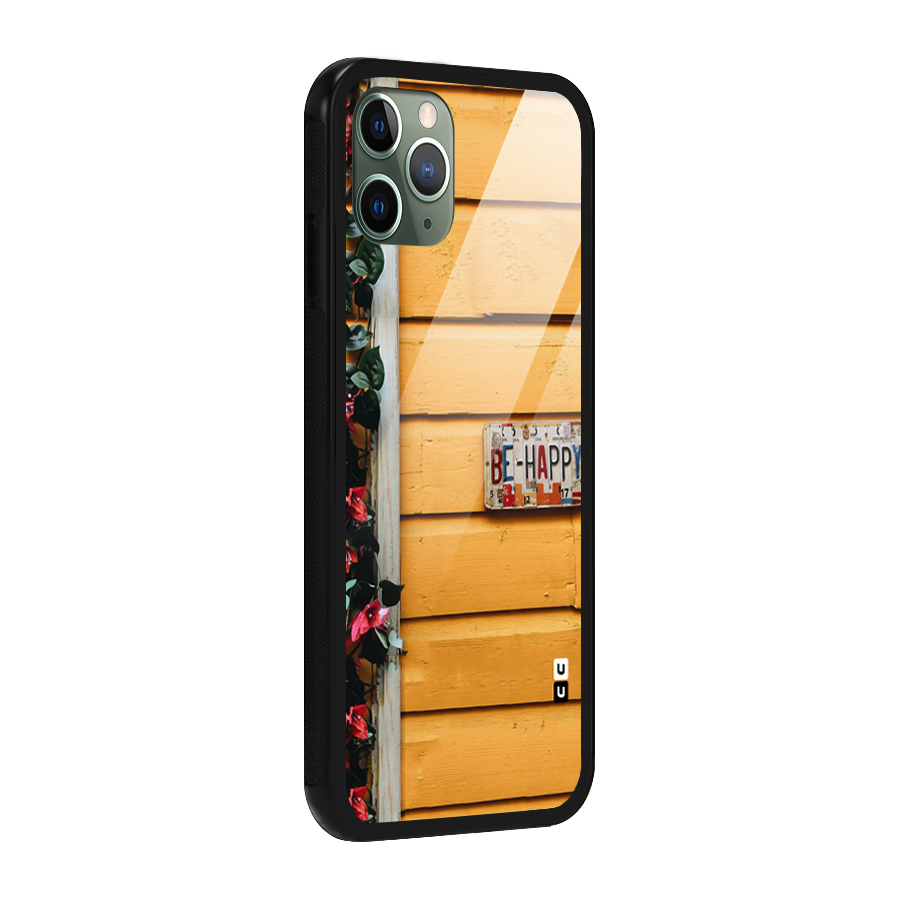 Be Happy Yellow Wall Glass Back Case for iPhone 11 Pro