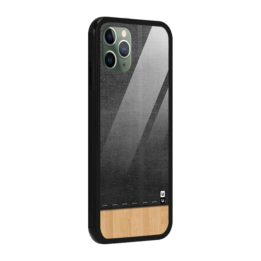 Bicolor Wood Texture Glass Back Case for iPhone 11 Pro